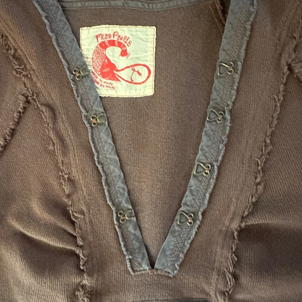 Free People Brown Thermal Half-Sleeve Hoodie, L - Picture 4 of 10